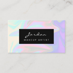 Stylish modern elegant chick holographic makeup business card