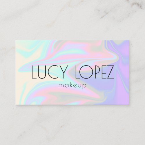 Stylish modern elegant chick holographic makeup business card