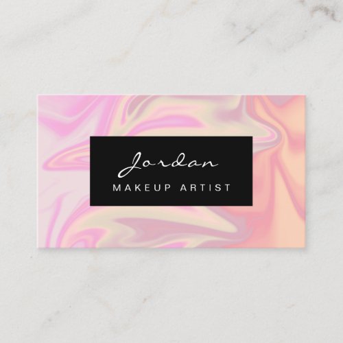 Stylish modern elegant chick holographic makeup business card