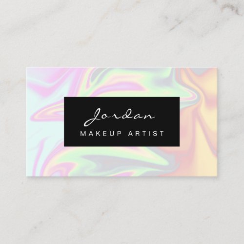 Stylish modern elegant chick holographic makeup business card