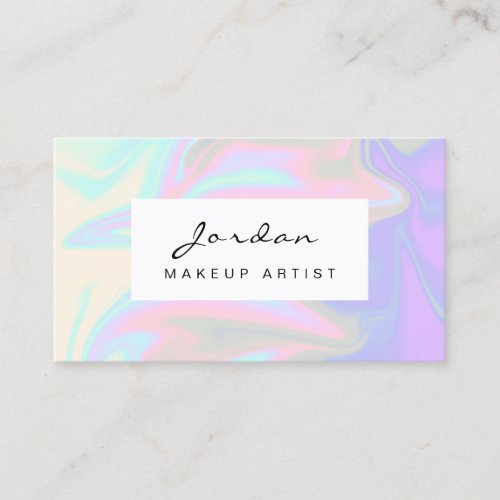 Stylish modern elegant chick holographic makeup business card