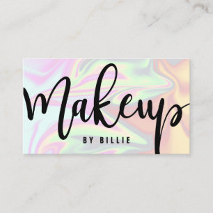 Stylish modern elegant chick holographic makeup business card