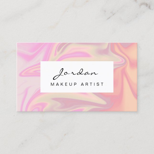 Stylish modern elegant chick holographic makeup business card (Front)