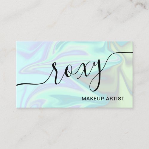 Stylish modern elegant chick holographic makeup business card