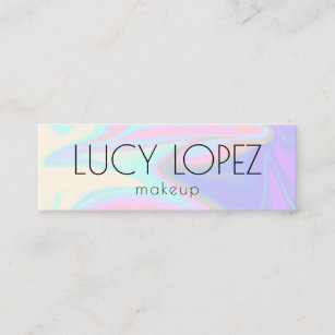 Stylish modern elegant chick holographic makeup mini business card