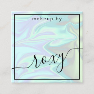 Stylish modern elegant chick holographic makeup square business card