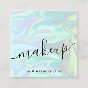 Stylish modern elegant chick holographic makeup square business card