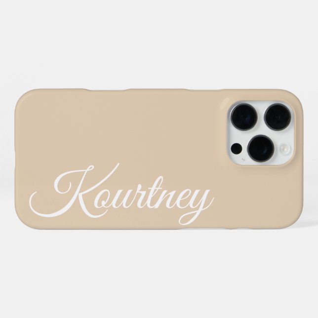 STYLISH MODERN ELEGANT CLASSIC CUSTOM NAME BEIGE iPhone CASE (Back Horizontal)
