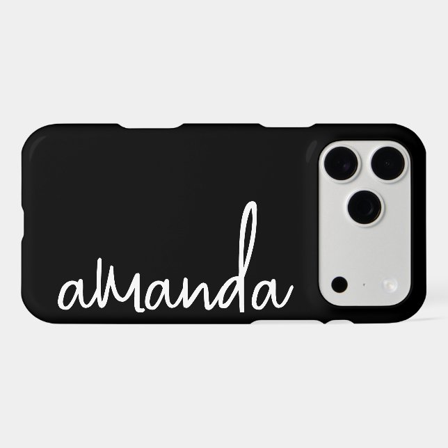 STYLISH MODERN ELEGANT CUSTOMIZED NAME BLACK WHITE iPhone CASE (Back Horizontal)