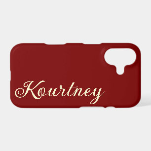 STYLISH MODERN ELEGANT CUSTOMIZED NAME BURGUNDY iPhone 17 CASE