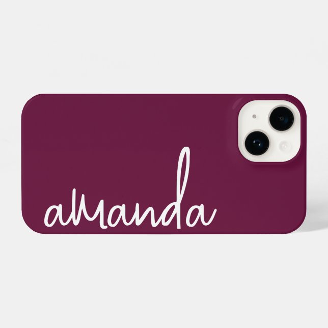 STYLISH MODERN ELEGANT CUSTOMIZED NAME DARK WINE iPhone CASE (Back Horizontal)