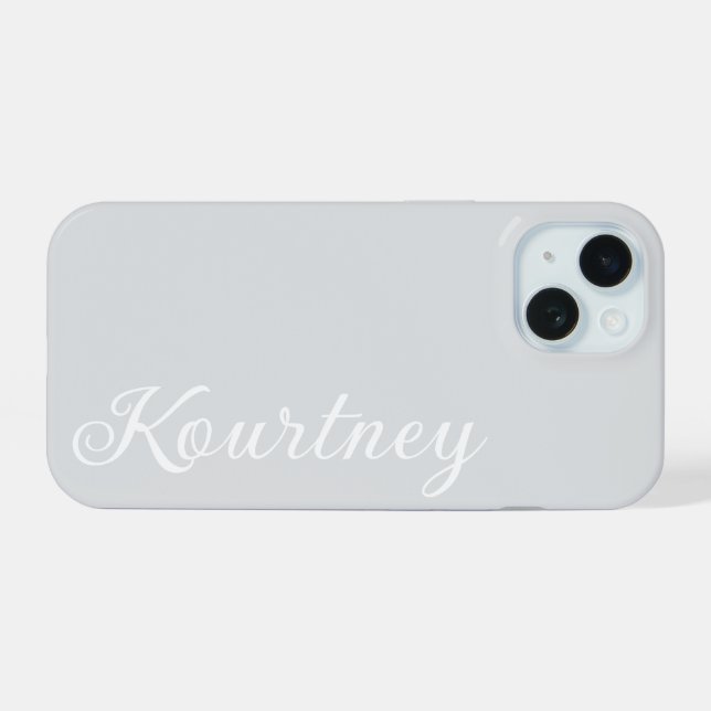 STYLISH MODERN ELEGANT CUSTOMIZED NAME LIGHT GREY  iPhone 15 CASE (Back Horizontal)