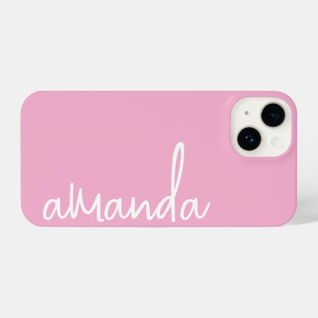 STYLISH MODERN ELEGANT CUSTOMIZED NAME LIGHT PINK iPhone CASE (Back Horizontal)