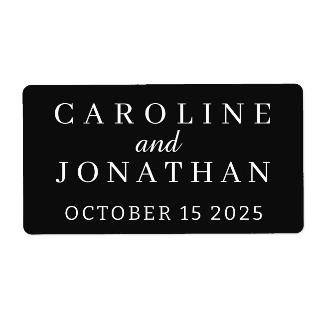 STYLISH MODERN ELEGANT CUSTOMIZED NAME WEDDING  LABEL (Front)