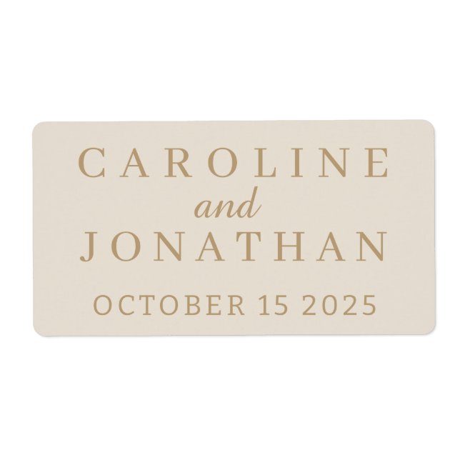 STYLISH MODERN ELEGANT CUSTOMIZED NAME WEDDING  LABEL (Front)
