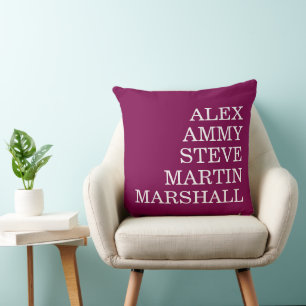 STYLISH MODERN ELEGANT CUSTOMIZED NAME WINE THROW PILLOW