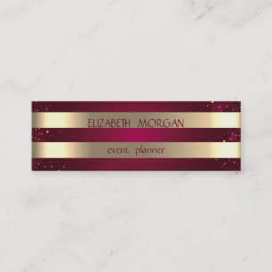 Stylish Modern Elegant Gold Striped,Red Mini Business Card