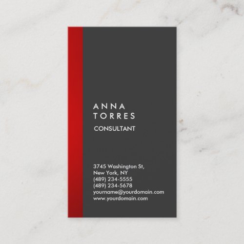 Stylish Modern Elegant Grey Red Stripe Creative Business Card