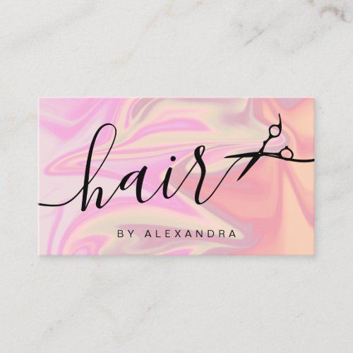 Stylish modern elegant holographic hairstylist business card