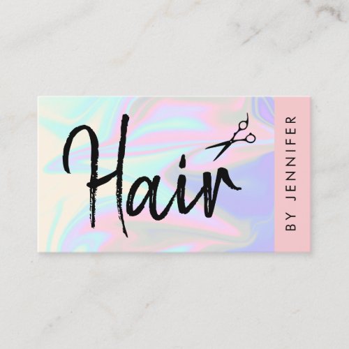 Stylish modern elegant holographic hairstylist business card