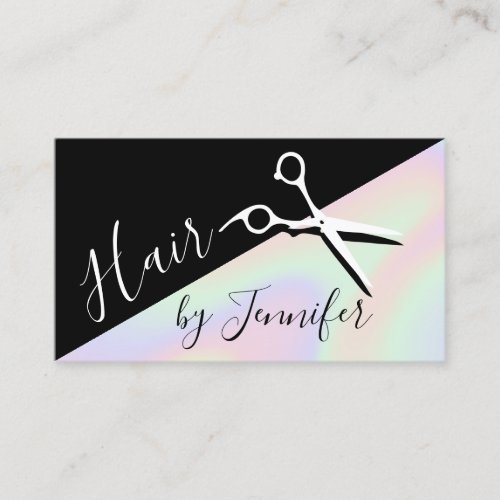 Stylish modern elegant holographic hairstylist business card