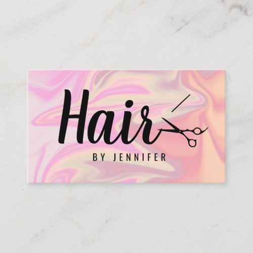 Stylish modern elegant holographic hairstylist business card