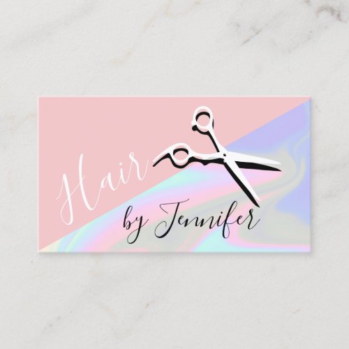 Stylish modern elegant holographic hairstylist business card