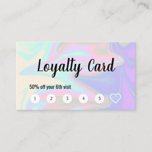 Stylish modern elegant holographic hairstylist loyalty card