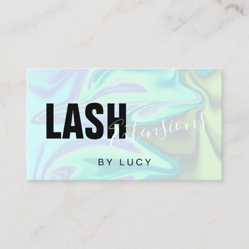 Stylish modern elegant holographic lash extensions business card