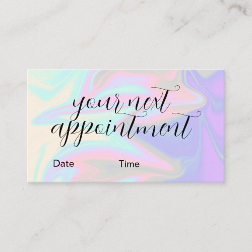 Stylish modern elegant holographic lashes  brows  appointment card