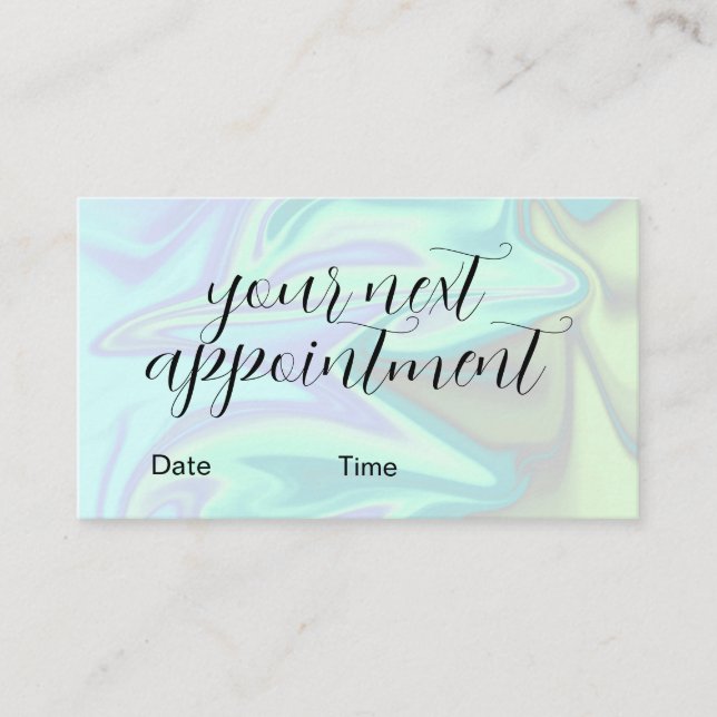 Stylish modern elegant holographic lashes & brows appointment card (Front)