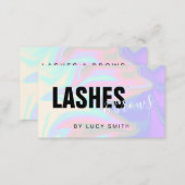 Stylish modern elegant holographic lashes & brows business card (Front/Back)