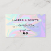 Stylish modern elegant holographic lashes & brows business card (Back)