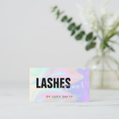 Stylish modern elegant holographic lashes & brows business card (Standing Front)