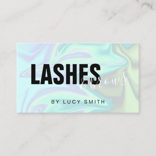 Stylish modern elegant holographic lashes  brows business card