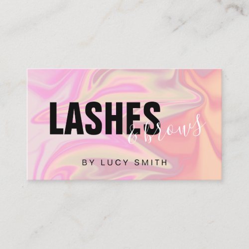 Stylish modern elegant holographic lashes  brows business card