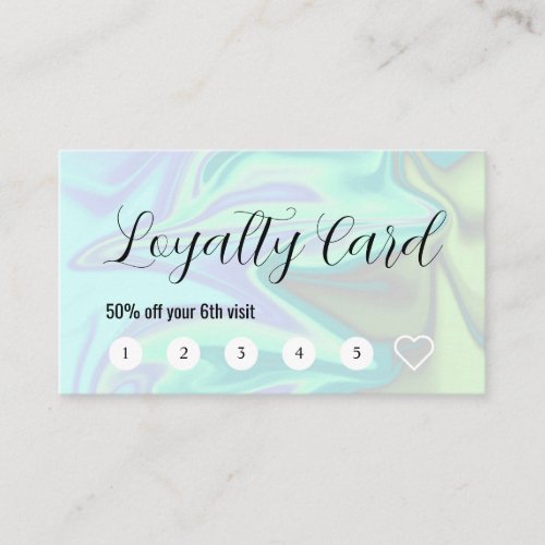 Stylish modern elegant holographic lashes  brows loyalty card