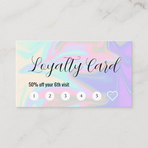 Stylish modern elegant holographic lashes  brows  loyalty card