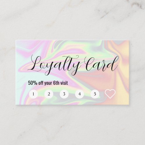 Stylish modern elegant holographic lashes  brows loyalty card