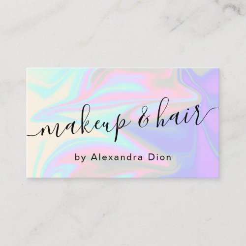 Stylish modern elegant holographic makeup  hair business card