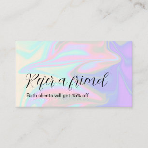 Stylish modern elegant holographic referral card