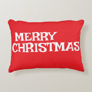 STYLISH MODERN ELEGANT MERRY CHRISTMAS RED COLOR ACCENT PILLOW