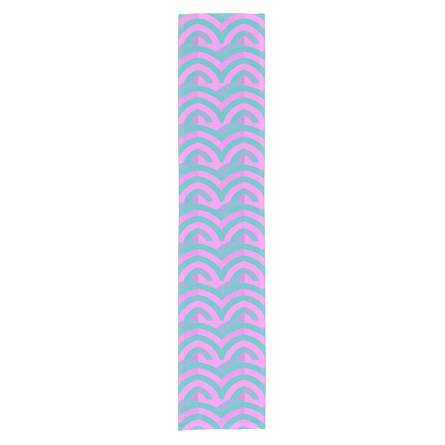 stylish modern elegant pink/green chevrons short table runner (Front)