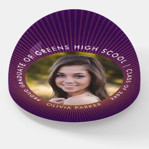 Stylish Modern Elegant Purple Gold Grad Photo Paperweight