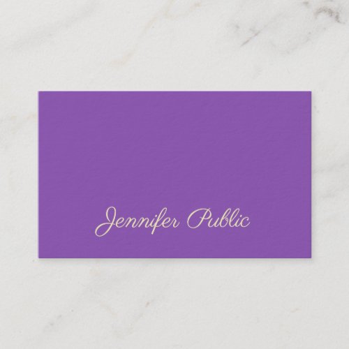 Stylish Modern Elegant Purple Hand Script Template Business Card