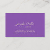 Stylish Modern Elegant Purple Hand Script Template Business Card (Back)