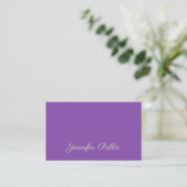 Stylish Modern Elegant Purple Hand Script Template Business Card (Standing Front)
