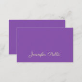 Stylish Modern Elegant Purple Hand Script Template Business Card (Front/Back)