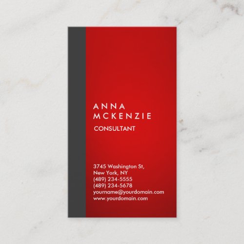Stylish Modern Elegant Vertical Grey Red Stripe Business Card
