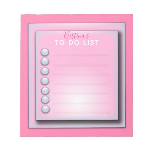 Stylish Modern Fancy Girly Pink To Do List Notepad